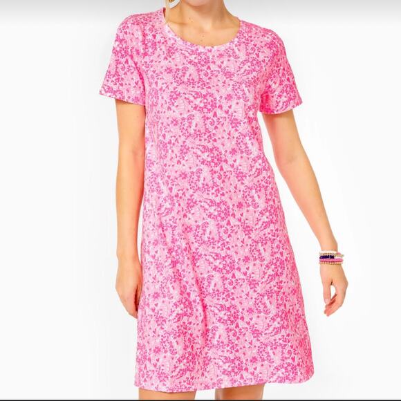 Lilly Pulitzer Cody T-Shirt Dress Pink Shandy Invest a Gator - Picture 10 of 10